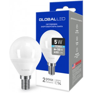Светодиодная лампа GLOBAL LED G45 1-GBL-144 5W 4100K 220V Е14 АP